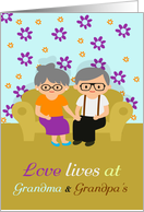 Grandparents Day Grandparents On A Comfy Sofa With Flowers card