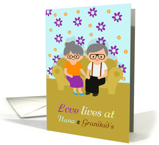 Grandparents Day Grandparents On A Comfy Sofa With Flowers card