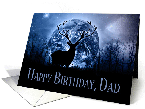 Dad Fantasy Stag Silhouette With Trees And Glorious Sky card (1397064)