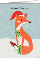 Vesele Vanoce - Czech Christmas Greeting With Fox And Cardinal Bird card