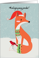 Filipino Language Christmas Greeting With Fox And Cardinal Bird card