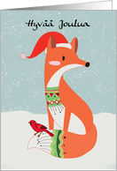 Finnish Language Christmas Greeting With Fox And Cardinal Bird card
