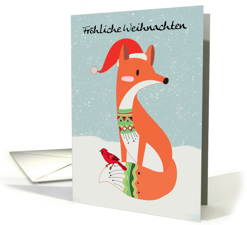 German Language Christmas Greeting With Fox And Cardinal Bird card