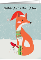 German Language Christmas Greeting With Fox And Cardinal Bird card