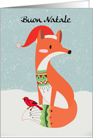 Italian Language Christmas Greeting With Fox And Cardinal Bird card