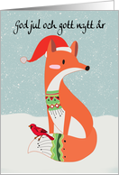 Swedish Language Christmas Greeting With Fox And Cardinal Bird card