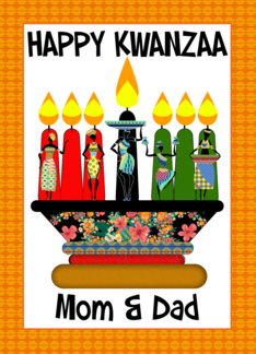 Mom & Dad, Kwanzaa Candles And Assorted Females In Pretty Outfits