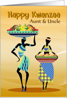 Aunt & Uncle, Stylish Kwanzaa Greeting Card With Females And A Feast card