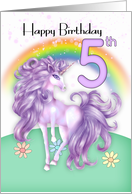 5th Birthday, Unicorn And Rainbow card