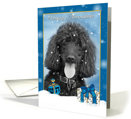 Happy Chanukah Black Oil Painted Poodle With Dradle And... (1399742)