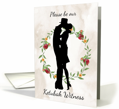 Be our Ketubah Witness with flowers and Silhouette card (1399912)