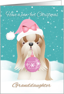 Granddaughter, Shih Tzu Dog With Cute Santa Hat An Ornament card