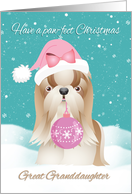 Great Granddaughter, Shih Tzu Dog With Cute Santa Hat An Ornament card