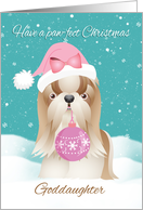 Goddaughter, Shih Tzu Dog With Cute Santa Hat An Ornament card