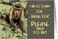 Sorry Please Talk To me, with Sad Looking Capuchin monkey card