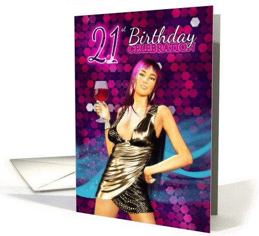 21st Birthday Party Invitation - Bling Stylish Design card (1400998)