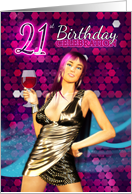 21st Birthday Party Invitation - Bling Stylish Design card