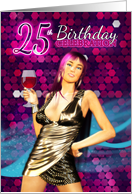 25th Birthday Party Invitation - Bling Stylish Design card