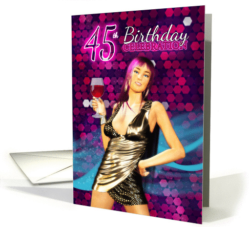 45th Birthday Party Invitation - Bling Stylish Design card (1401876)