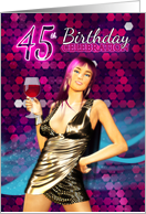 45th Birthday Party Invitation - Bling Stylish Design card