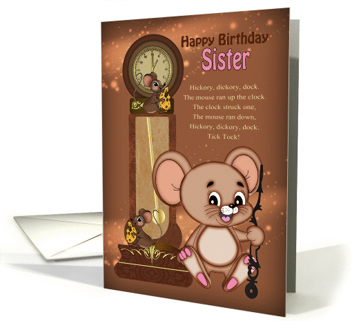 Sister, Hickory Dickory Dock Mouse And Clock card (1401906)