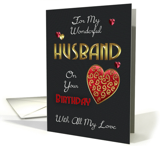 Husband, Birthday With Gold Effect And Embossed Effect Elements card
