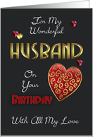 Husband, Birthday With Gold Effect And Embossed Effect Elements card