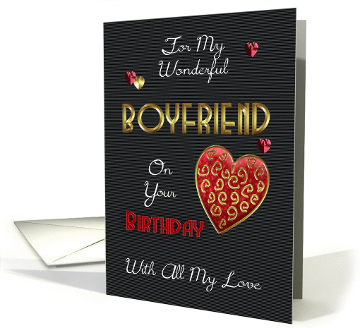 Boyfriend, Birthday With Gold Effect And Embossed Effect Elements card