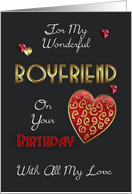 Boyfriend, Birthday With Gold Effect And Embossed Effect Elements card