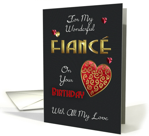 Fiance, Birthday With Gold Effect And Embossed Effect Elements card