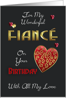 Fiance, Birthday With Gold Effect And Embossed Effect Elements card