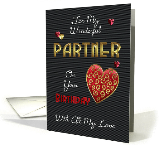 Partner, Birthday With Gold Effect And Embossed Effect Elements card