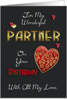 Partner, Birthday With Gold Effect And Embossed Effect Elements card