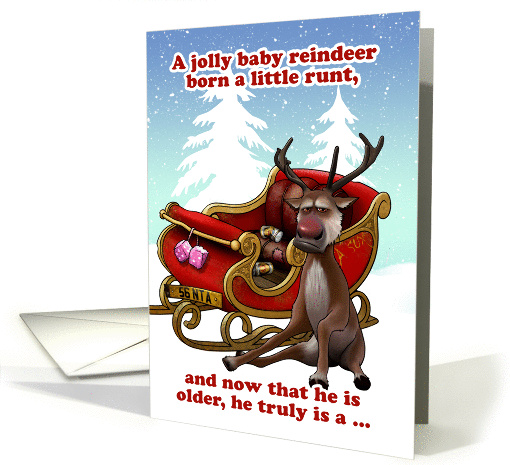 Bad Reindeer humor card, a super grumpy looking deer card (1408618)