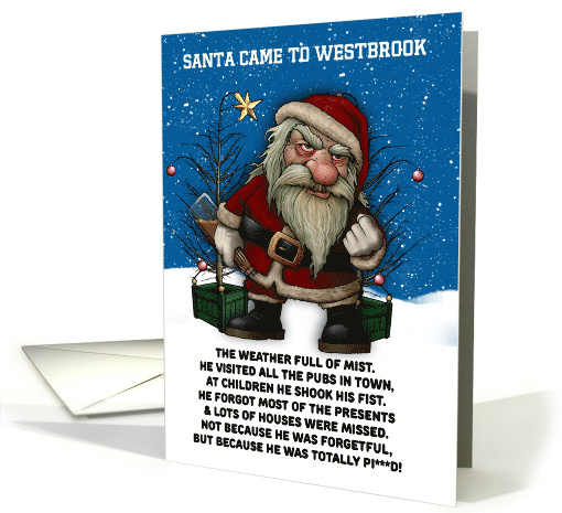 Bad Santa Humor Christmas, With Drunk Angry Santa card (1408716)