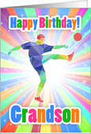 Grandson Soccer Player Birthday Colorful Abstract Pattern card