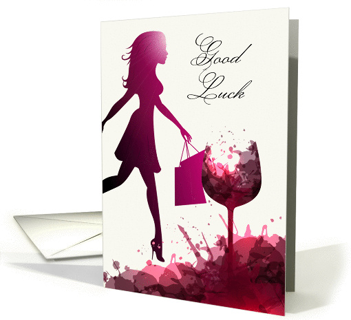Black Friday Shopping Good Luck With Female and Wine card (1410050)
