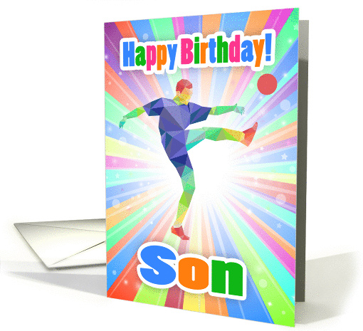 Son, Soccer Player Birthday Colorful Abstract Pattern card (1410400)