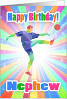 Nephew, Soccer Player Birthday Colorful Abstract Pattern card