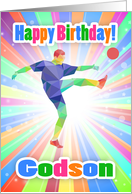 Godson, Soccer Player Birthday Colorful Abstract Pattern card