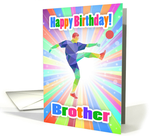 Brother, Soccer Player Birthday Colorful Abstract Pattern card