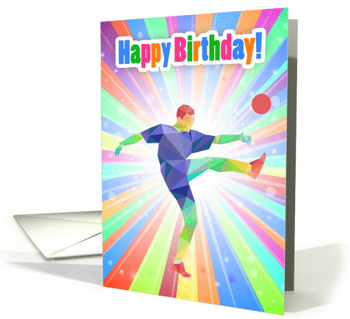 Soccer / Football Player Birthday Colorful Abstract Pattern card