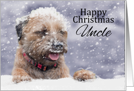 Uncle, Christmas, Border Terrier Dog In The Snow card