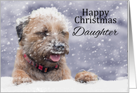 Daughter, Christmas, Border Terrier Dog In The Snow card