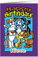 Niece, Birthday Celebration Dogs, Lots of dogs card