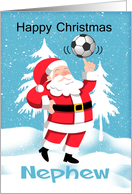 Nephew Soccer / Football Christmas Greeting With Snow Scene card