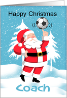 Coach Soccer / Football Christmas Greeting With Snow Scene card