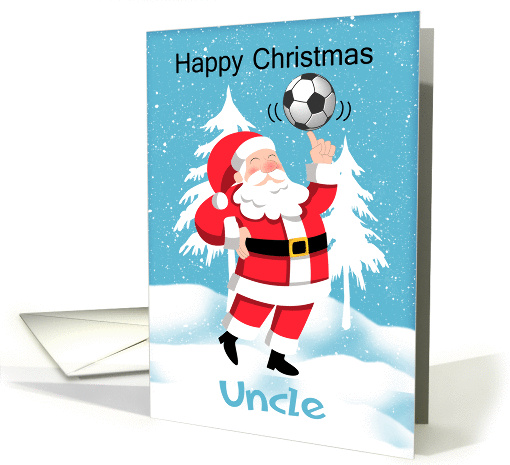 Uncle Soccer / Football Christmas Greeting With Snow Scene card