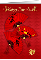Chinese New Year, Year Of The Monkey With Fans card