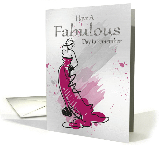 Contemporary Birthday Greeting With Female In A Stylish Dress card